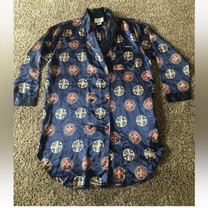 Vintage Sleep Club Satin Sleep Shirt Nightgown Size Medium Navy Kimono 90’s Sz M